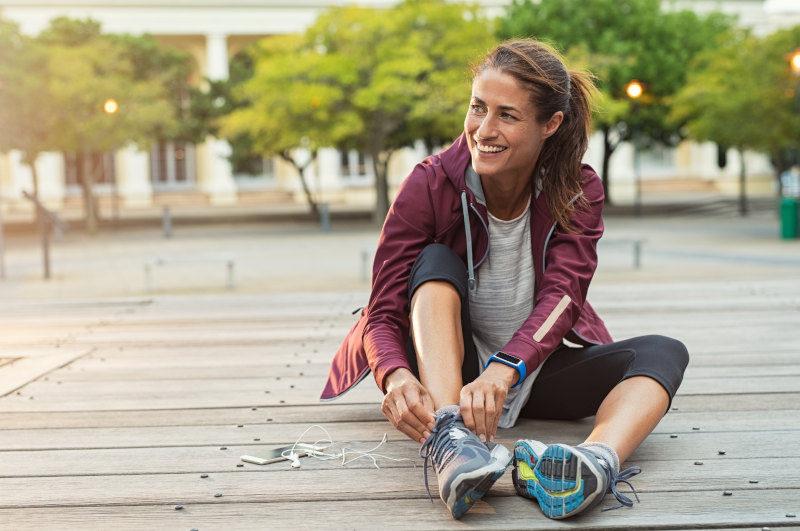 Woman wearing sport shoes