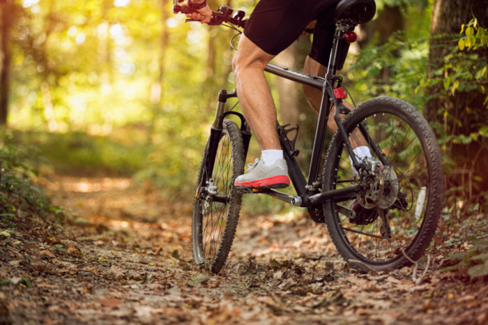 Radfahrer im Wald